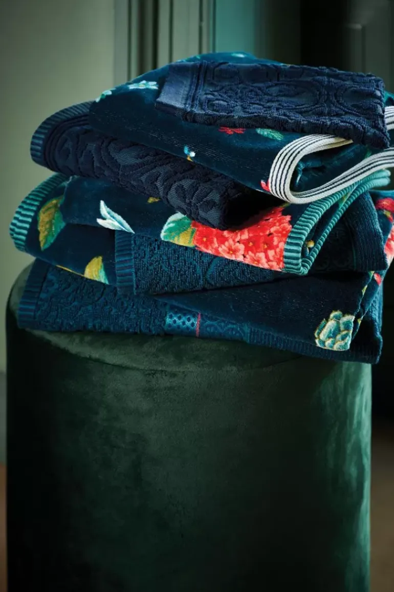 Badhanddoek Set/3 Les Fleurs Donker 55X100 Cm