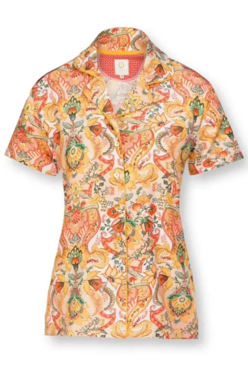 Blouse Korte Mouw Kyoto Festival Geel