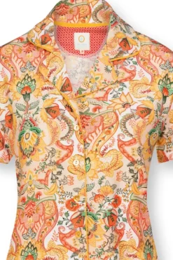 Blouse Korte Mouw Kyoto Festival Geel