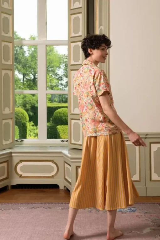 Blouse Korte Mouw Kyoto Festival Geel