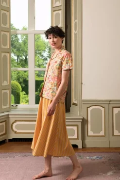 Blouse Korte Mouw Kyoto Festival Geel