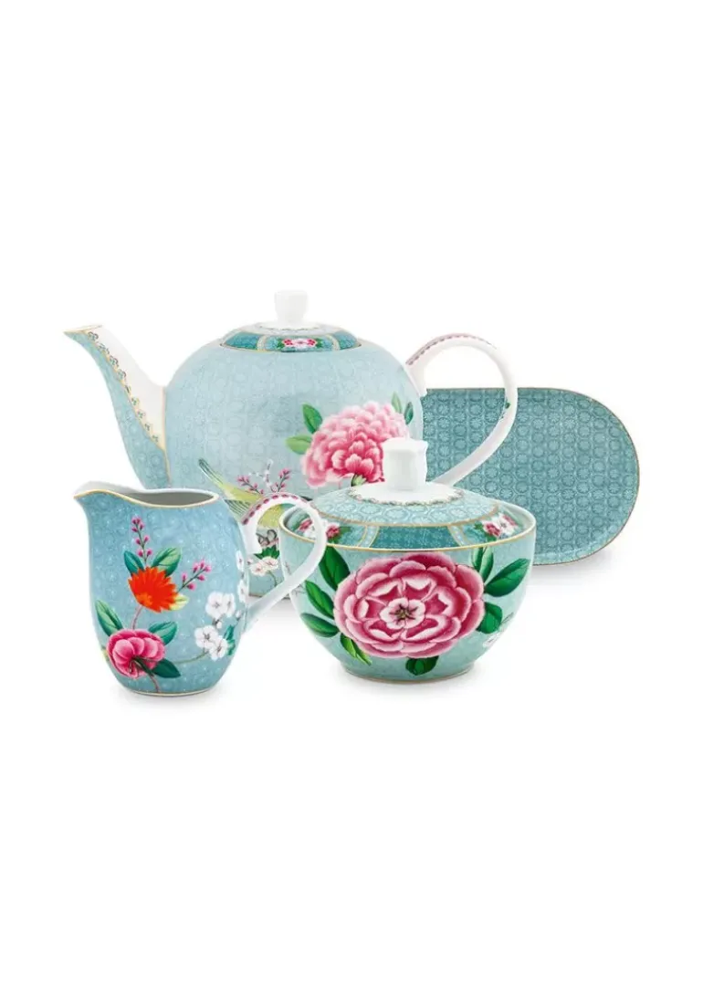 Blushing Birds Thee Set/4 Blauw