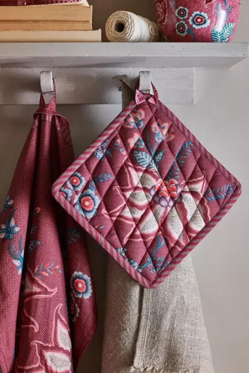 Flower Festival Pot Holder Square Dark Pink