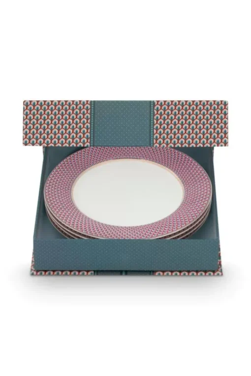 Flower Festival Set/4 Dinerborden Rood/Licht 26.5Cm