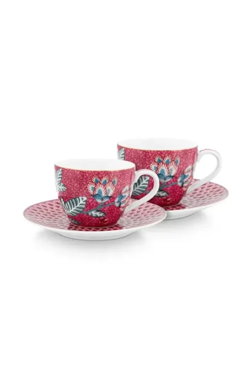 Flower Festival Set/2 Espresso Kop & Schotel Donker