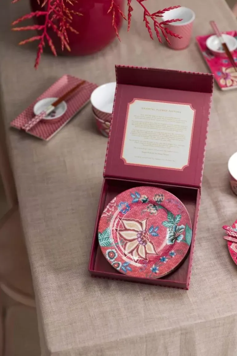 Flower Festival Set/4 Gebaksborden Donker 17Cm