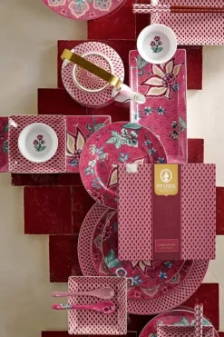 Flower Festival Set/4 Gebaksborden Donker 17Cm