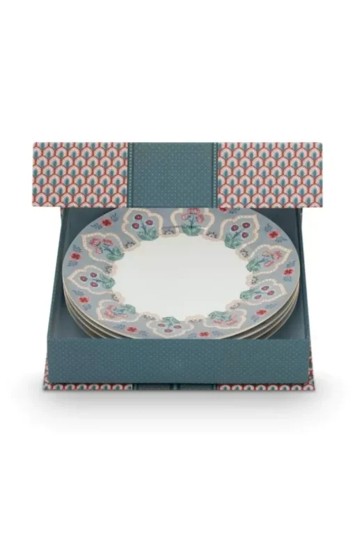 Flower Festival Set/4 Ontbijtborden Licht 21Cm