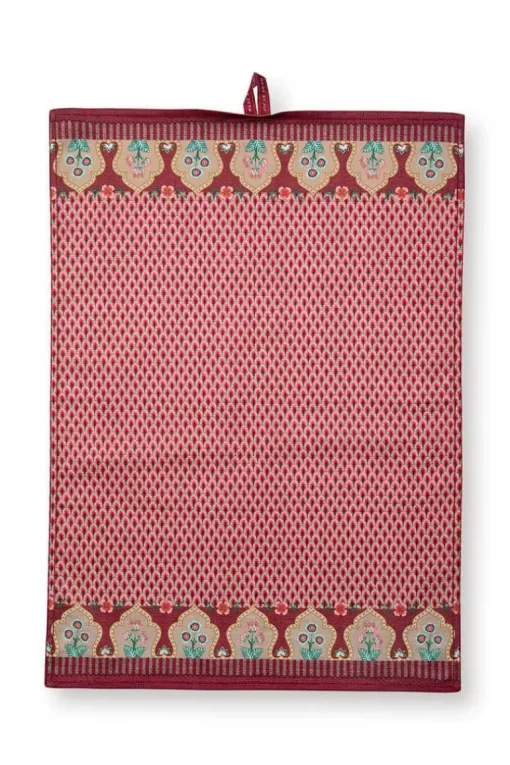 Flower Festival Tea Towel Red/Dark Pink