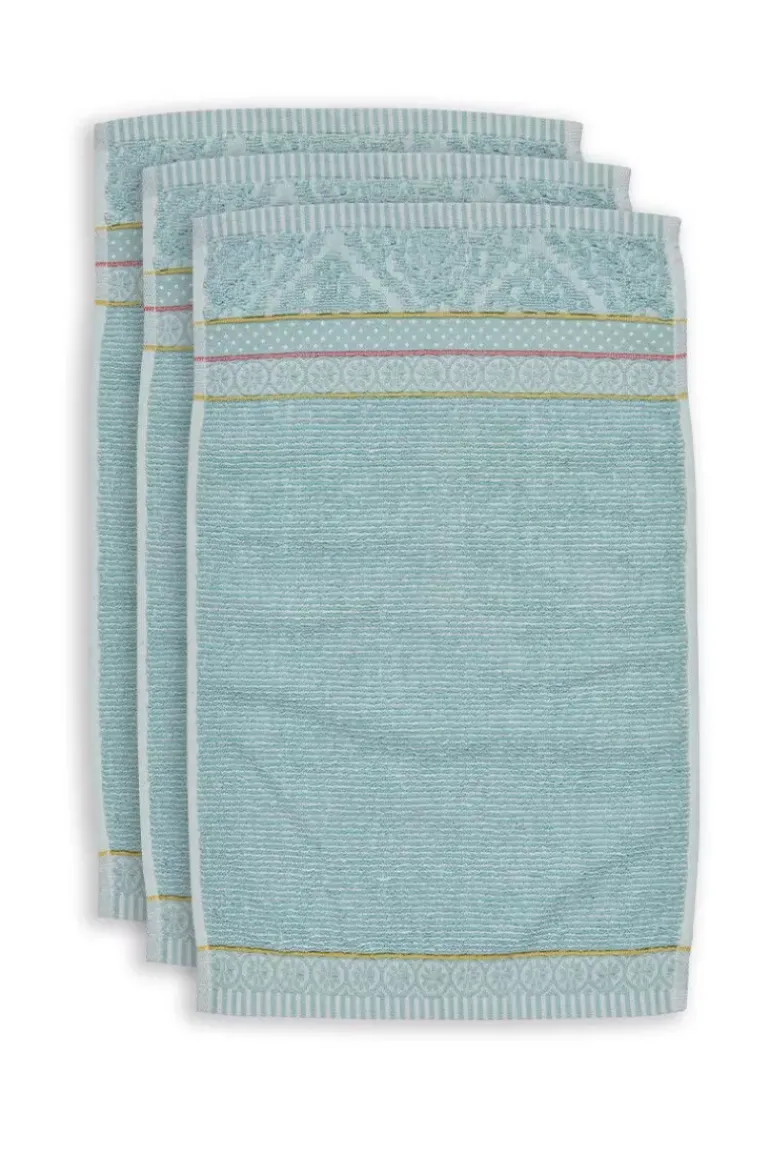 Gastendoek Set/3 Soft Zellige Blue 30X50 Cm