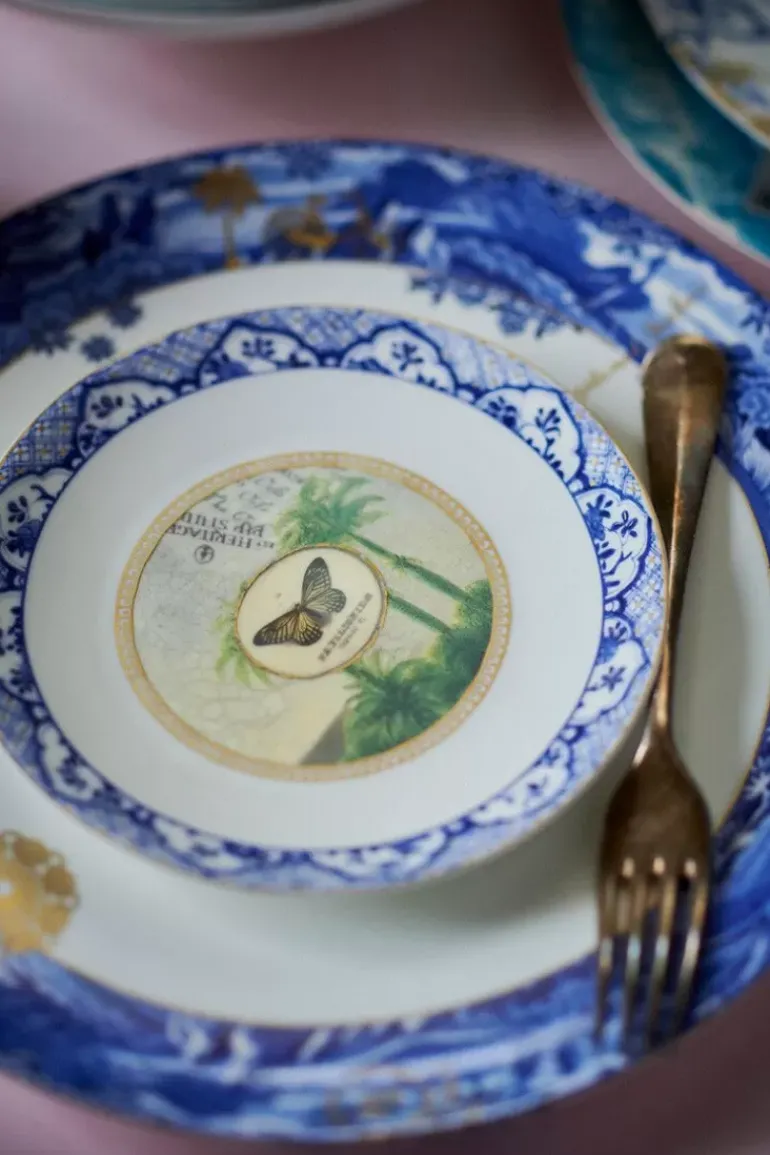 Heritage Gebaksbord Vlinder Blauw 15 Cm