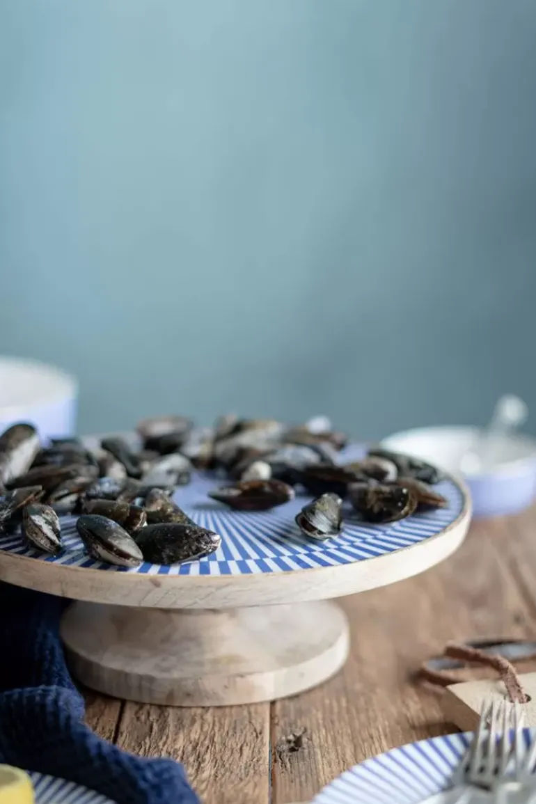 Houten Plateau Blauw 32 Cm