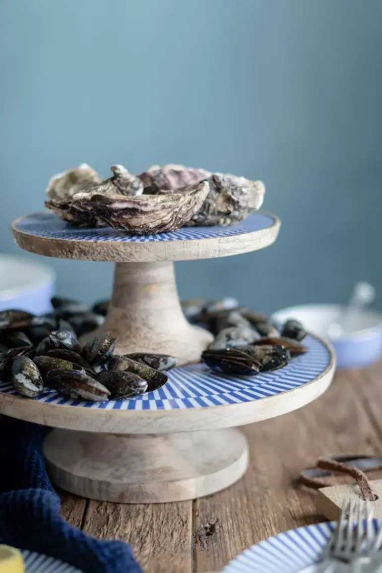 Houten Plateau Blauw 32 Cm