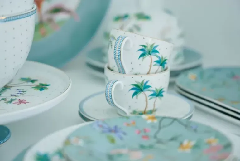 Jolie Set/2 Espresso Kop & Schotel Dots Gold