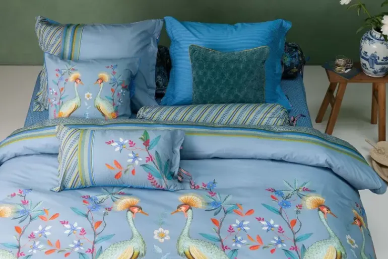 Kussensloop Flirting Birds Blauw