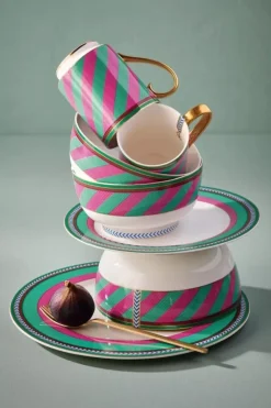 Pip Chique Stripes Ontbijtbord Roze/Groen 23Cm