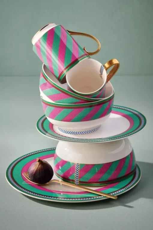 Pip Chique Stripes Ontbijtbord Roze/Groen 23Cm