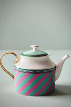 Pip Chique Stripes Theepot Groot Roze/Groen