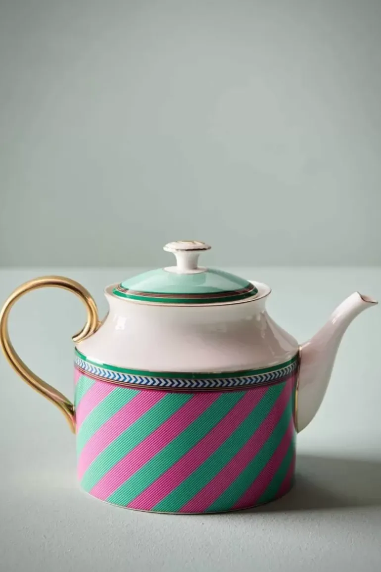 Pip Chique Stripes Theepot Groot Roze/Groen