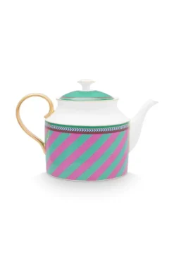 Pip Chique Stripes Theepot Groot Roze/Groen