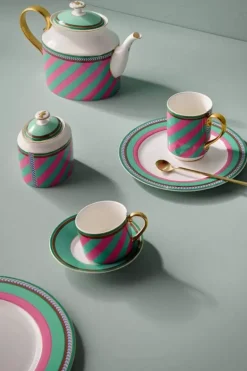 Pip Chique Stripes Theepot Groot Roze/Groen