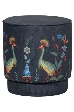 Poef Medium Flirting Birds Blauw