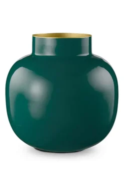 Ronde Vaas Metaal Donker 25 Cm