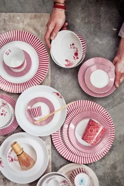 Royal Stripes Mok Bloemen Donkerroze