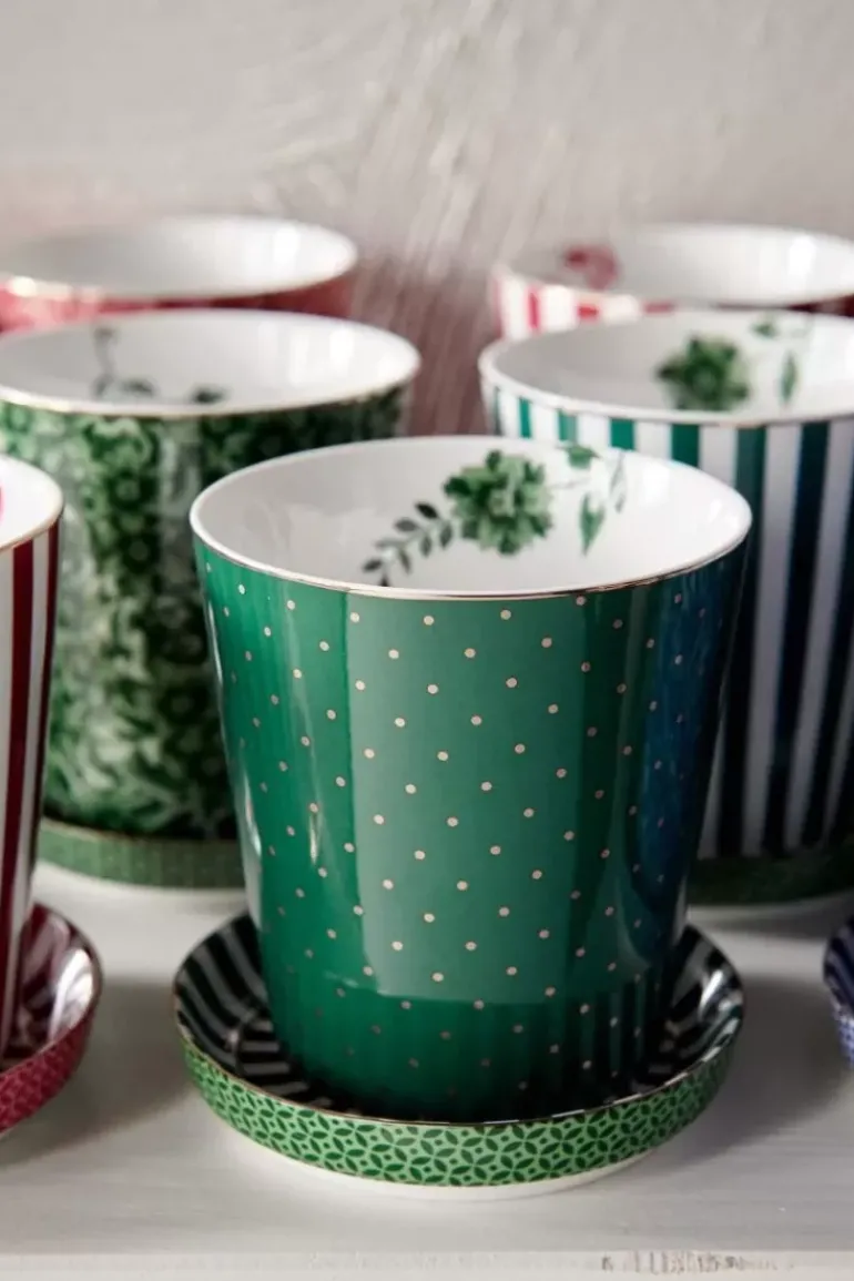 Royal Stripes Mok Stippen & Theetip Groen