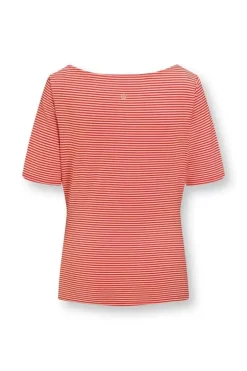 Top Korte Mouw Little Sumo Stripe Koraal