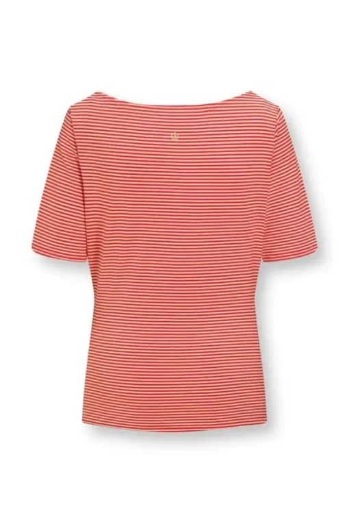 Top Korte Mouw Little Sumo Stripe Koraal