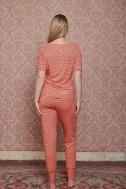 Top Korte Mouw Little Sumo Stripe Koraal