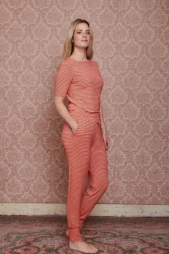 Top Korte Mouw Little Sumo Stripe Koraal