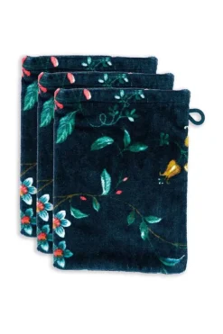 Washandje Set/3 Les Fleurs Donker 16X22 Cm