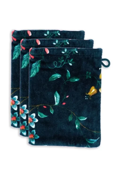 Washandje Set/3 Les Fleurs Donker 16X22 Cm