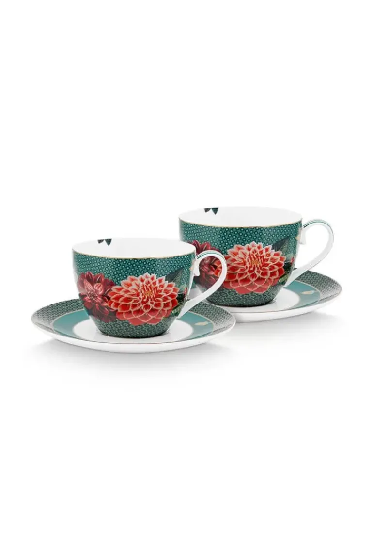 Winter Wonderland Set/2 Cappuccino Kop & Schotel Groen