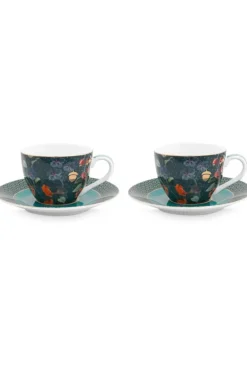 Winter Wonderland Set/2 Espresso Kop & Schotel Donkerblauw