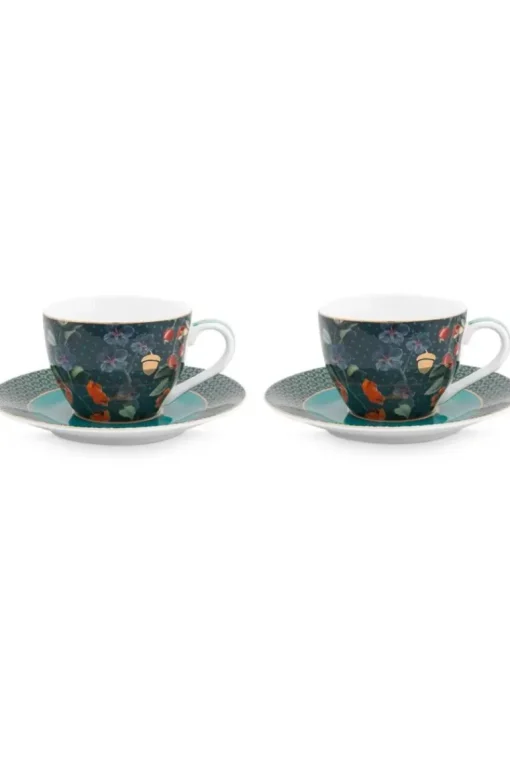 Winter Wonderland Set/2 Espresso Kop & Schotel Donkerblauw